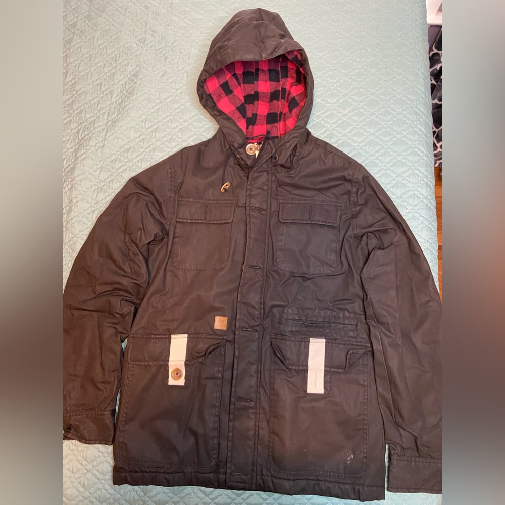 ES Snowboarding Jacket w Plaid lining Brown Size Small